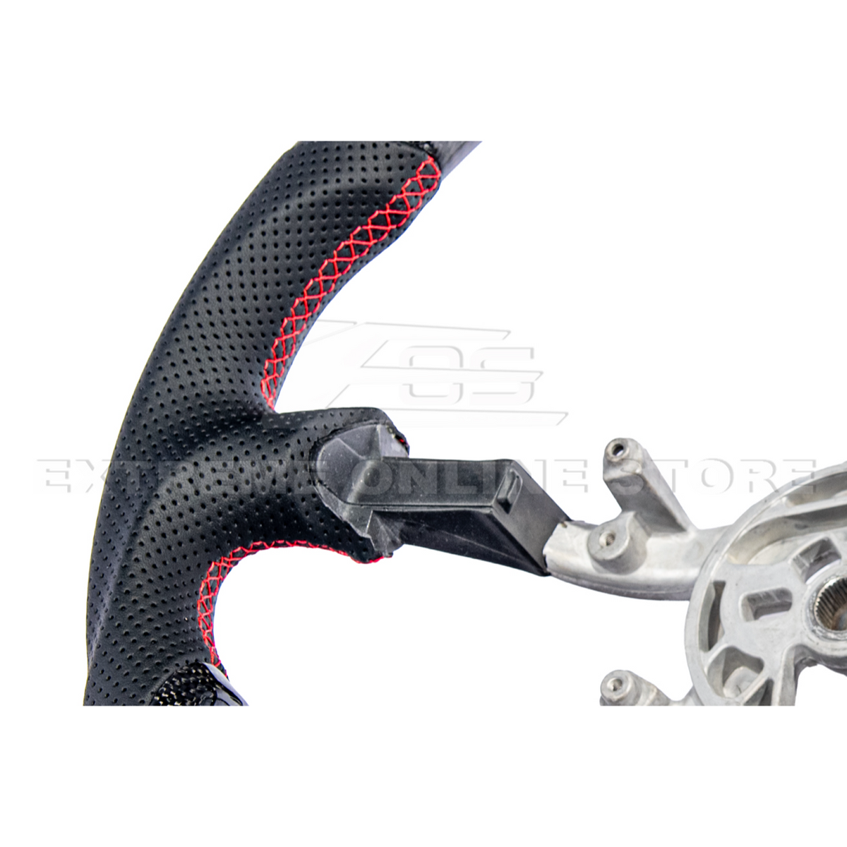1997-04 Corvette C5 Carbon Fiber Steering Wheel Black Perforated Leather Red Center Stripe image 9