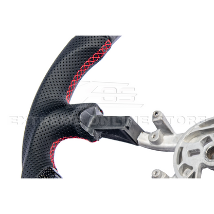 1997-04 Corvette C5 Carbon Fiber Steering Wheel Black Perforated Leather Red Center Stripe image 9