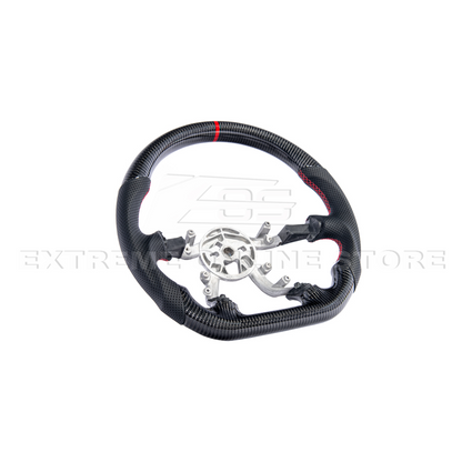 1997-04 Corvette C5 Carbon Fiber Steering Wheel Black Perforated Leather Red Center Stripe image 4