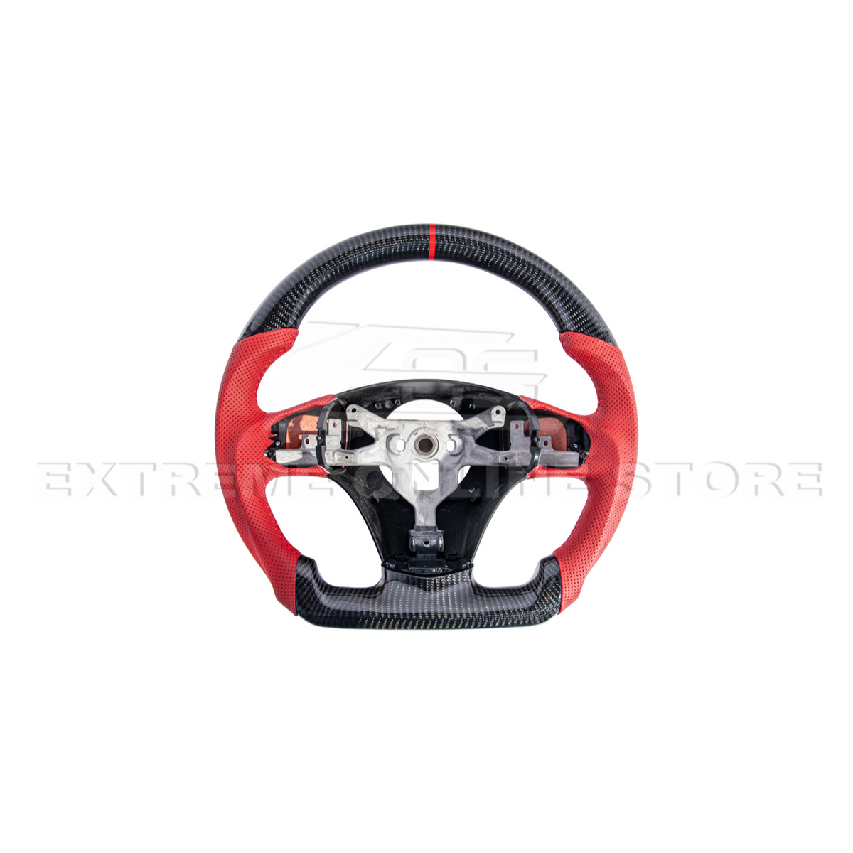 2006-13 Corvette C6 CARBON FIBER Red Perforated Leather Stripe Steering Wheel image 5
