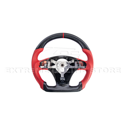 2006-13 Corvette C6 CARBON FIBER Red Perforated Leather Stripe Steering Wheel image 5