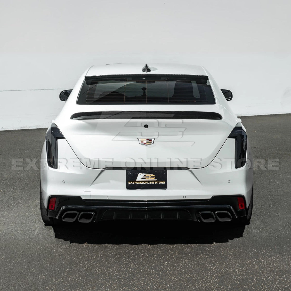2020-Up Cadillac CT4 CT4-V | Carbon Fiber Rear Roof Top Window Spoiler Kit image 7