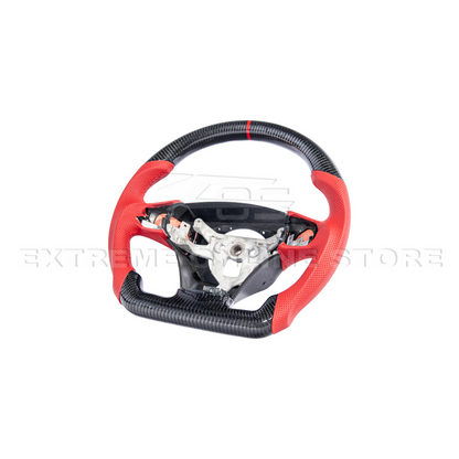 2006-13 Corvette C6 CARBON FIBER Red Perforated Leather Stripe Steering Wheel image 3