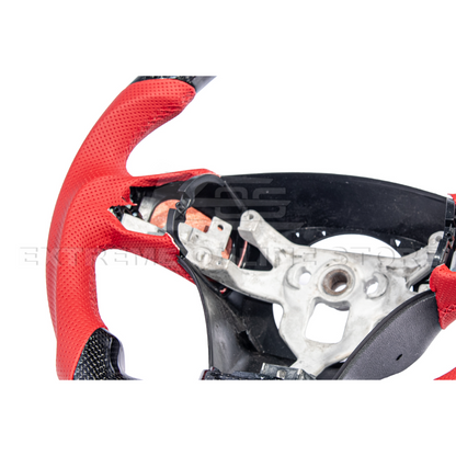 2006-13 Corvette C6 CARBON FIBER Red Perforated Leather Stripe Steering Wheel image 11