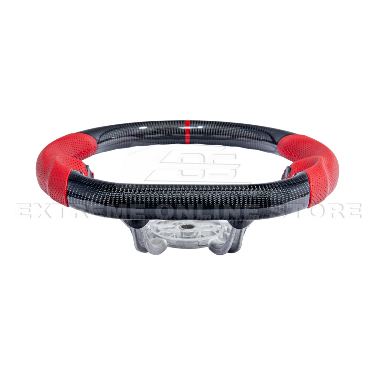 1997-04 Corvette C5 CARBON FIBER Red Perforated Leather Stripe Steering Wheel image 5