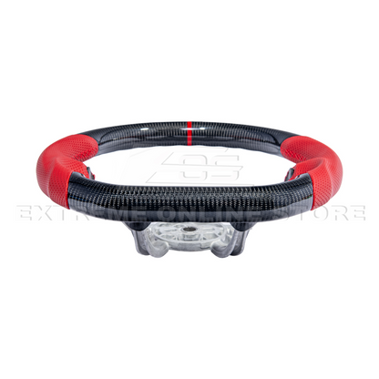 1997-04 Corvette C5 CARBON FIBER Red Perforated Leather Stripe Steering Wheel image 5