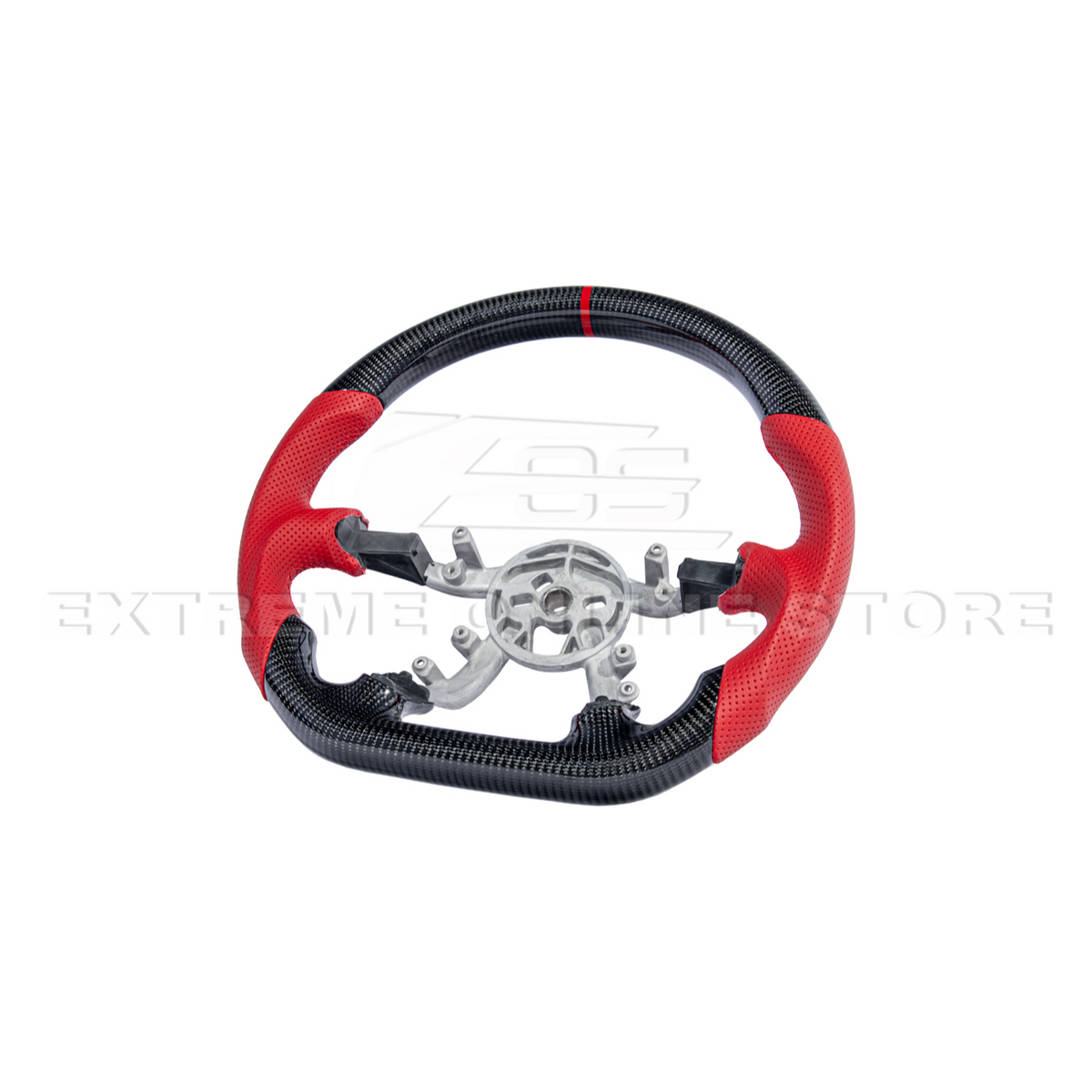 1997-04 Corvette C5 CARBON FIBER Red Perforated Leather Stripe Steering Wheel image 3