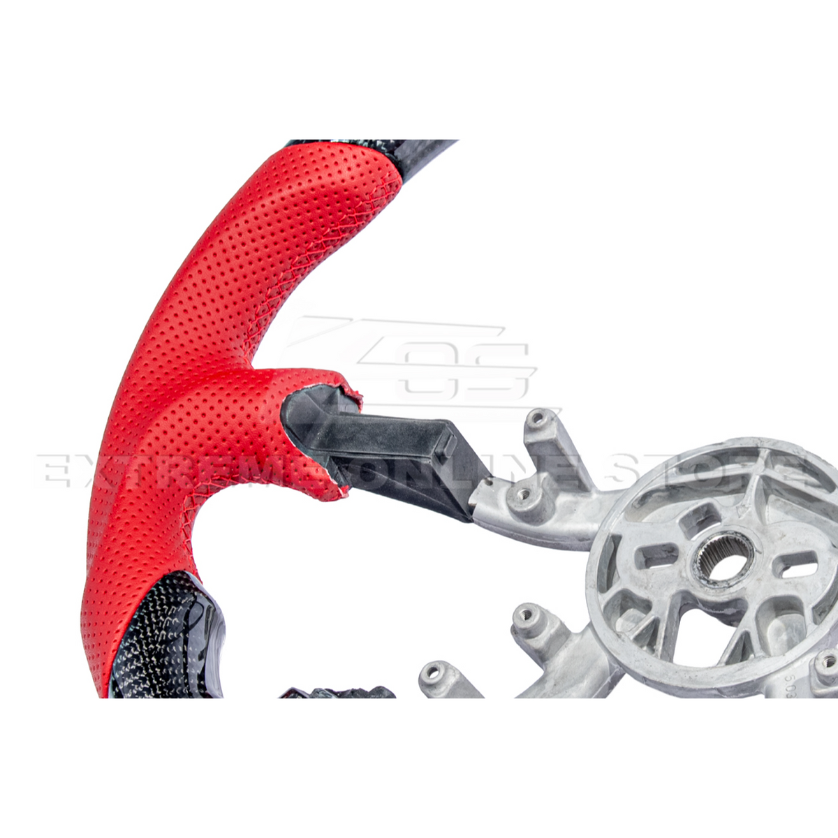 1997-04 Corvette C5 CARBON FIBER Red Perforated Leather Stripe Steering Wheel image 8