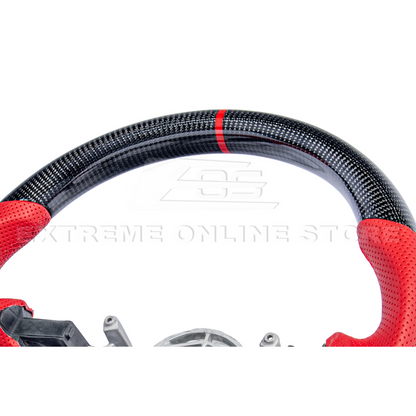 1997-04 Corvette C5 CARBON FIBER Red Perforated Leather Stripe Steering Wheel image 9