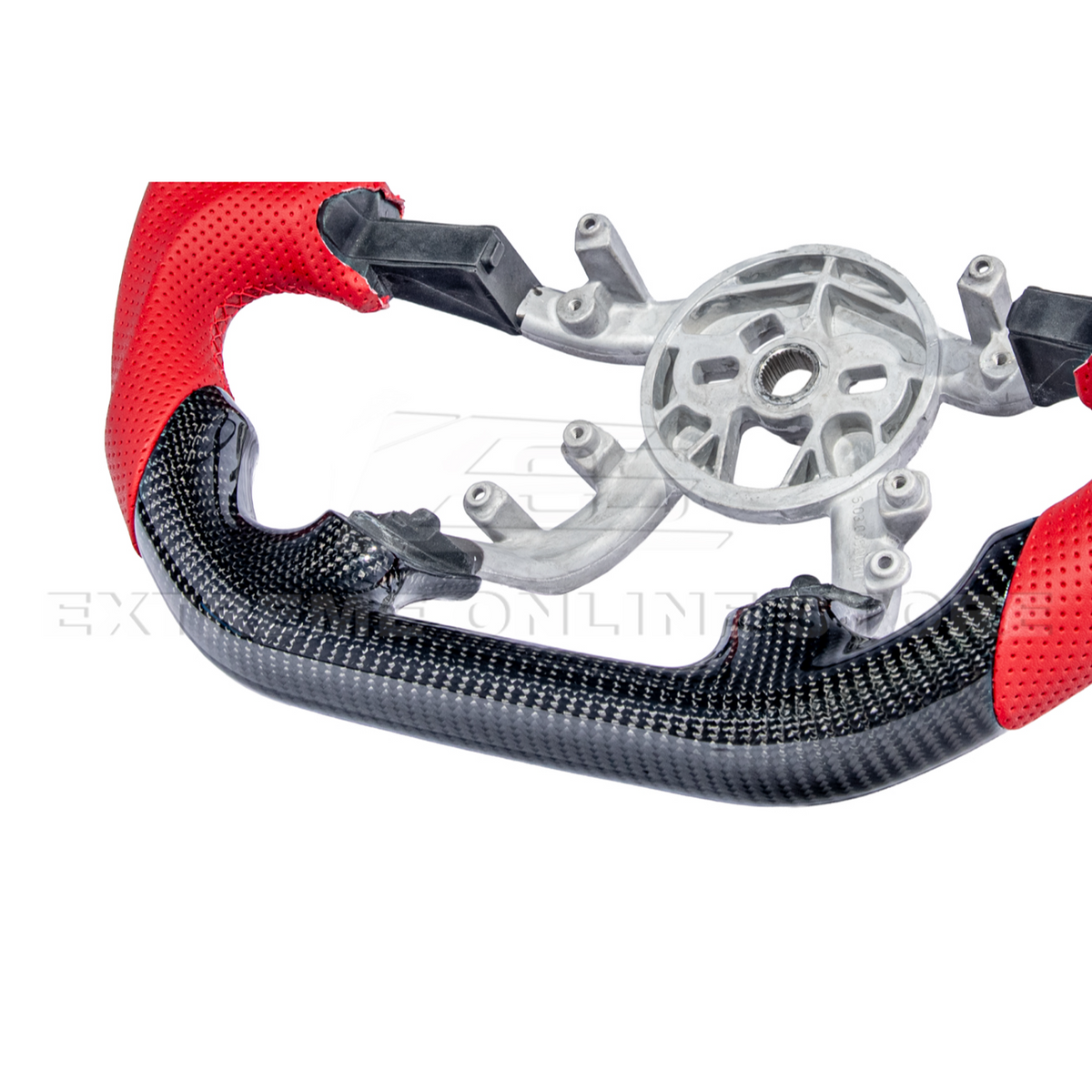 1997-04 Corvette C5 CARBON FIBER Red Perforated Leather Stripe Steering Wheel image 10
