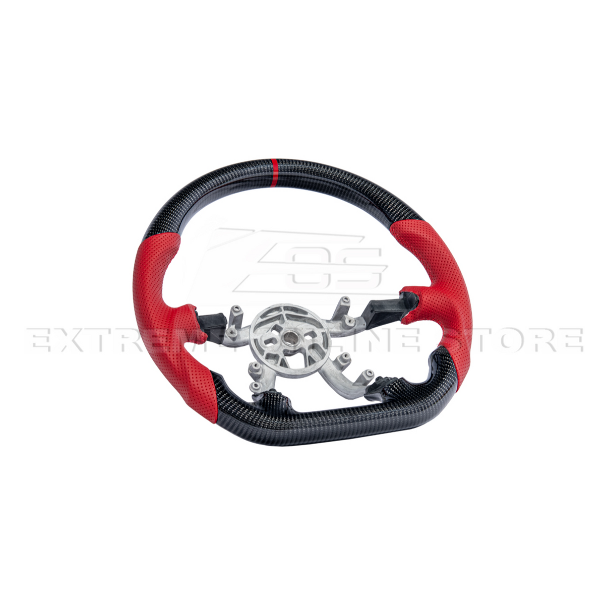 1997-04 Corvette C5 CARBON FIBER Red Perforated Leather Stripe Steering Wheel image 4