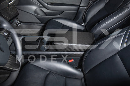 2020-Up Tesla Model 3 Y Carbon Fiber Interior Center Armrest Cover image 23