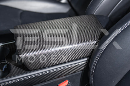 2020-Up Tesla Model 3 Y Carbon Fiber Interior Center Armrest Cover image 24