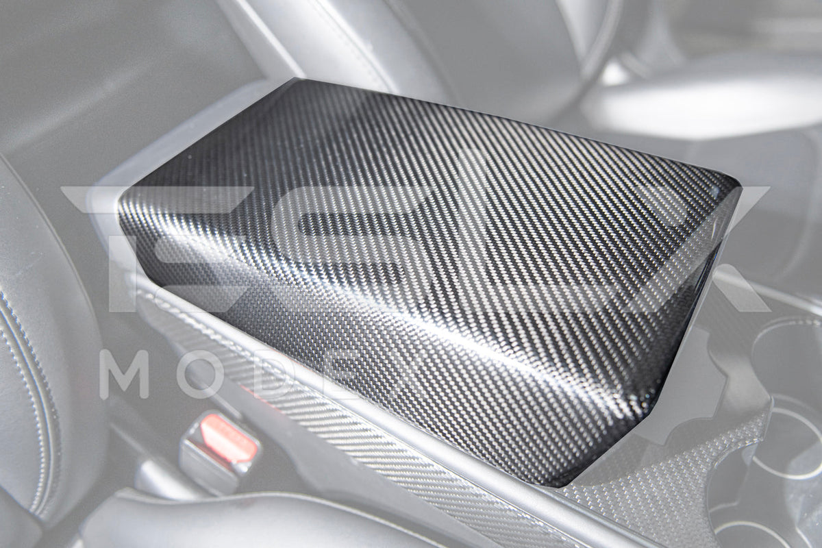 2020-Up Tesla Model 3 Y Carbon Fiber Interior Center Armrest Cover image 7