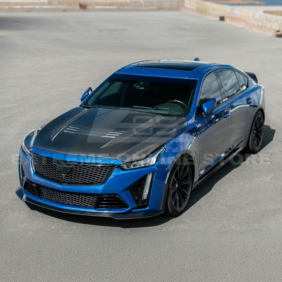 2020-Up Cadillac CT5 V | Blackwing CARBON FIBER Front Bumper Hood Vented Cover image 4