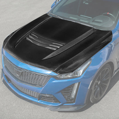 2020-Up Cadillac CT5 V | Blackwing CARBON FIBER Front Bumper Hood Vented Cover image 1