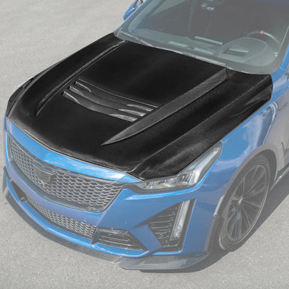2020-Up Cadillac CT5 V | Blackwing CARBON FIBER Front Bumper Hood Vented Cover image 3