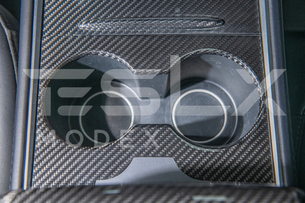 2020-23 Tesla Model 3 20-24 Y Carbon Fiber Interior Center Console Cover image 3