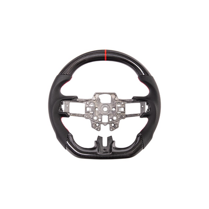 2015-23 Mustang Black Leather Red Stitching Carbon Fiber Steering Wheel image 2