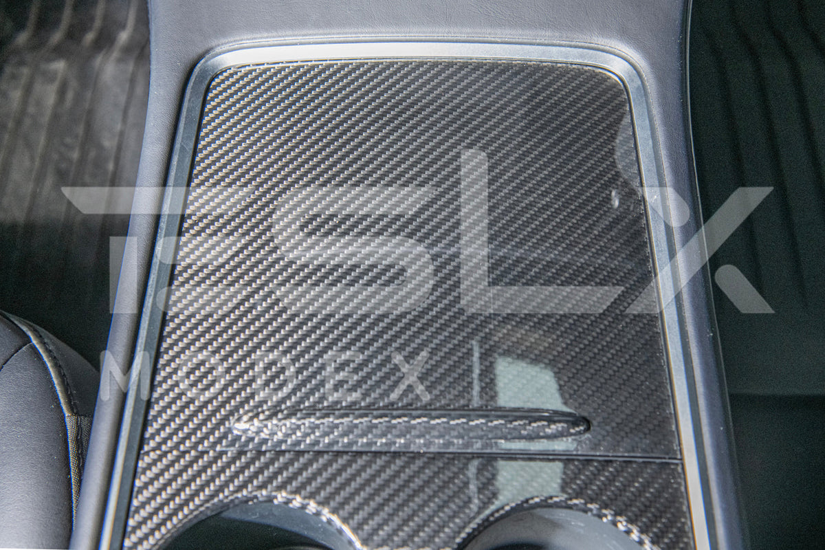2020-23 Tesla Model 3 20-24 Y Carbon Fiber Interior Center Console Cover image 4