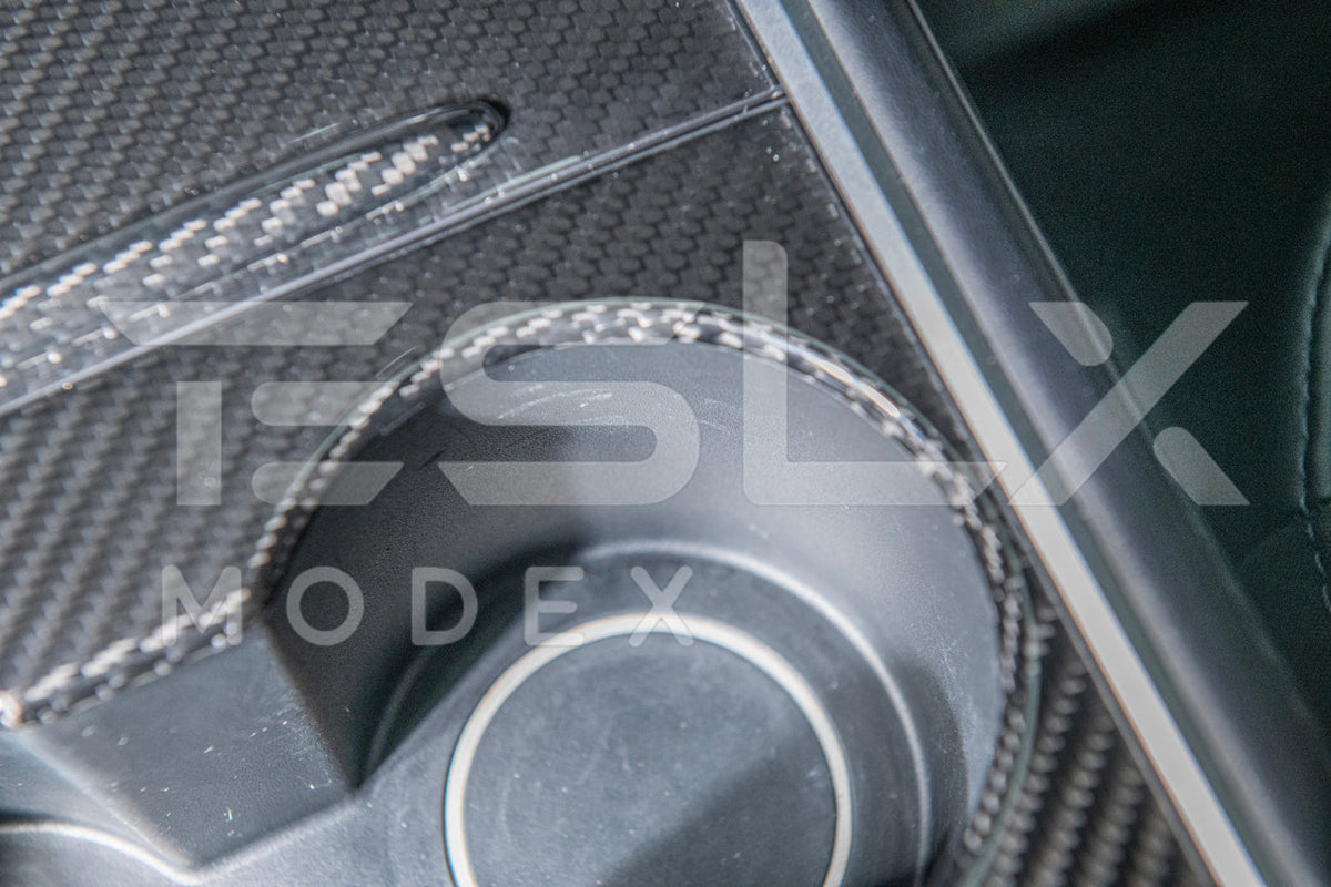 2020-23 Tesla Model 3 20-24 Y Carbon Fiber Interior Center Console Cover image 5