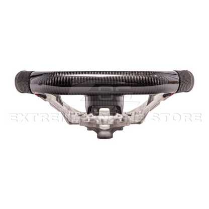 2015-23 Mustang Black Leather Red Stitching Carbon Fiber Steering Wheel image 5
