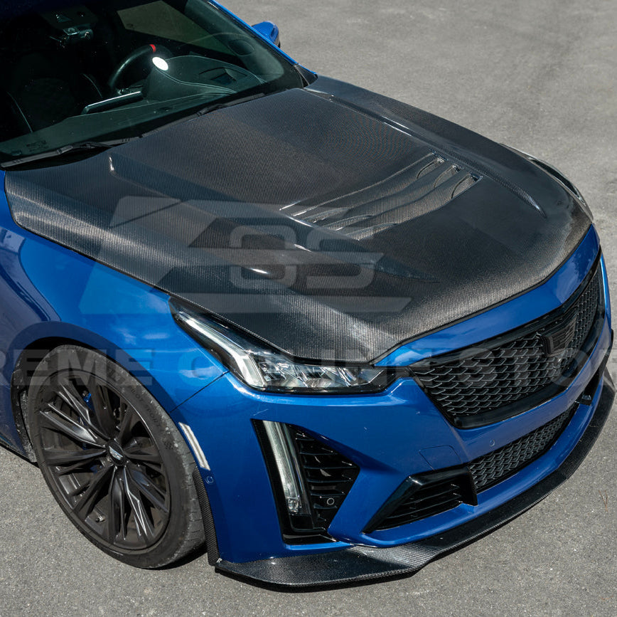 2020-Up Cadillac CT5 V | Blackwing CARBON FIBER Front Bumper Hood Vented Cover image 9