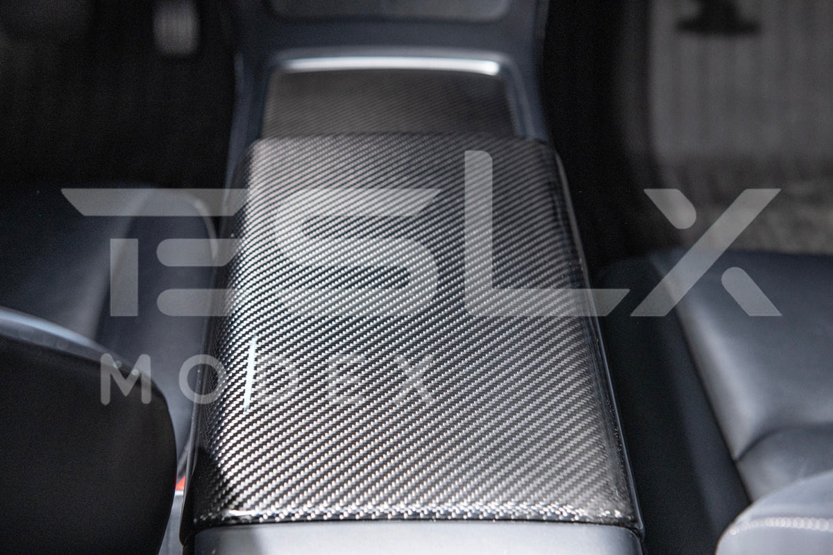 2020-Up Tesla Model 3 Y Carbon Fiber Interior Center Armrest Cover image 6
