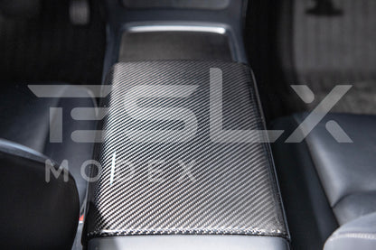 2020-Up Tesla Model 3 Y Carbon Fiber Interior Center Armrest Cover image 6