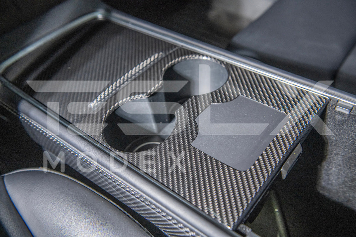 2020-23 Tesla Model 3 20-24 Y Carbon Fiber Interior Center Console Cover image 8