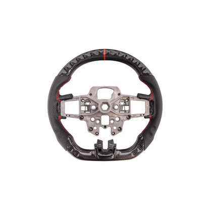2015-23 Mustang Black Leather Red Stitching Carbon Fiber Steering Wheel image 16