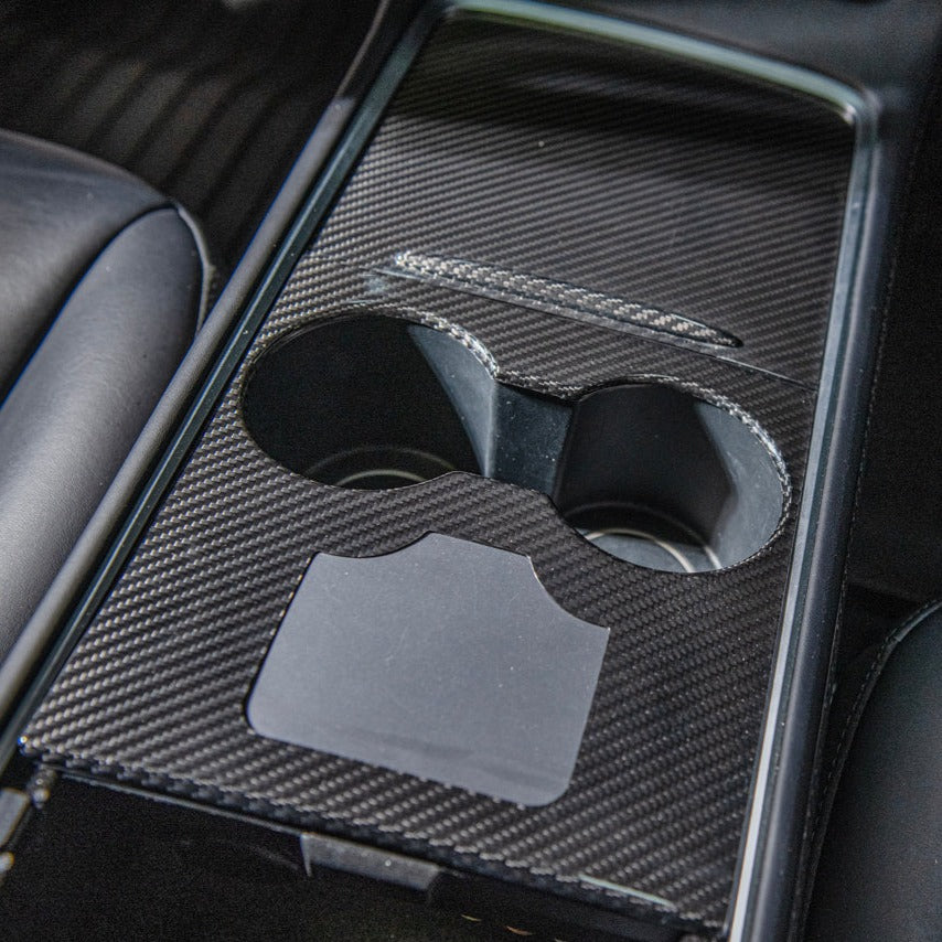 2020-23 Tesla Model 3 20-24 Y Carbon Fiber Interior Center Console Cover image 2