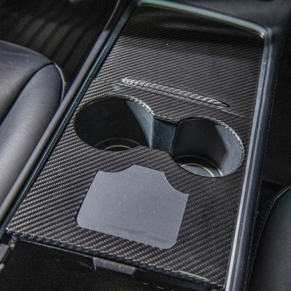 2020-23 Tesla Model 3 20-24 Y Carbon Fiber Interior Center Console Cover image 2