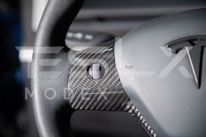 2020-23 Tesla Model 3 20-24Y Carbon Fiber Interior Steering Wheel Cover image 7
