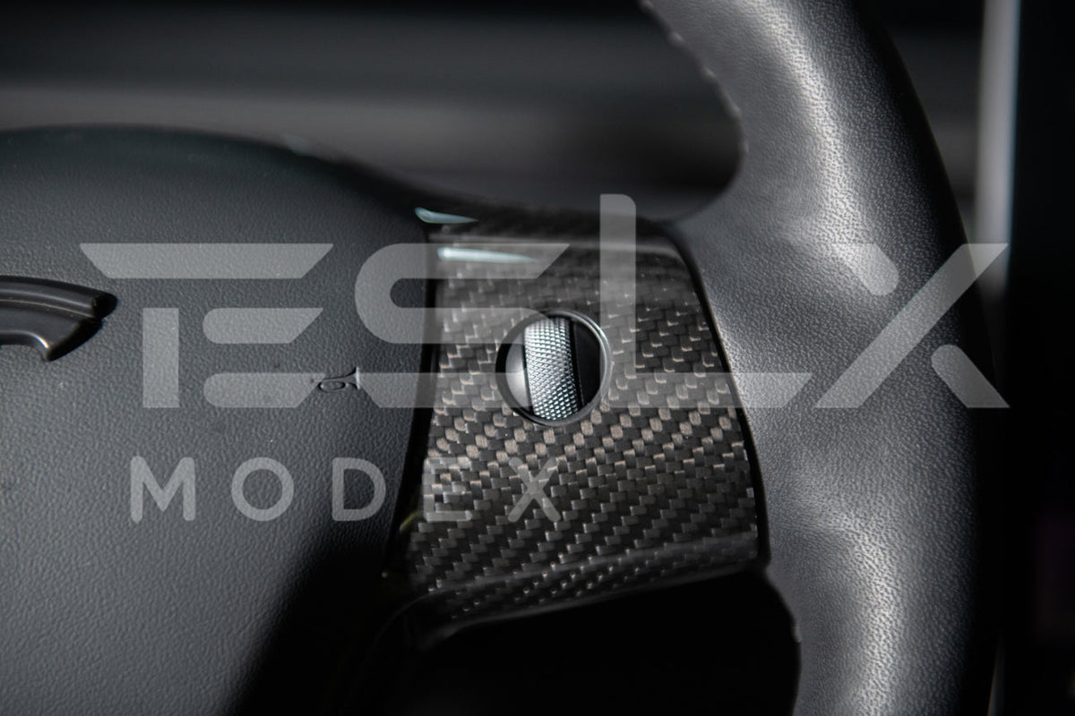 2020-23 Tesla Model 3 20-24Y Carbon Fiber Interior Steering Wheel Cover image 9