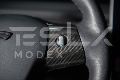 2020-23 Tesla Model 3 20-24Y Carbon Fiber Interior Steering Wheel Cover image 9