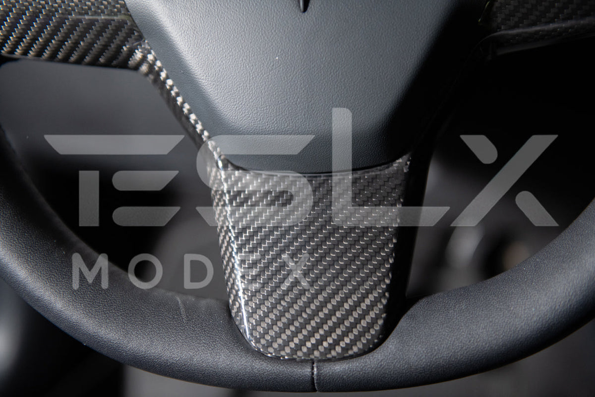 2020-23 Tesla Model 3 20-24Y Carbon Fiber Interior Steering Wheel Cover image 8