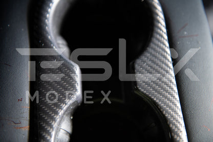 2020-23 Tesla Model 3 20-24 Y Carbon Fiber Interior Rear Water Cup Frame image 7