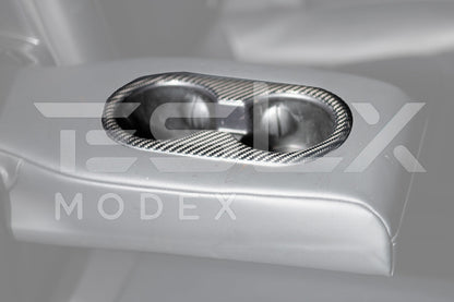 2020-23 Tesla Model 3 20-24 Y Carbon Fiber Interior Rear Water Cup Frame image 9