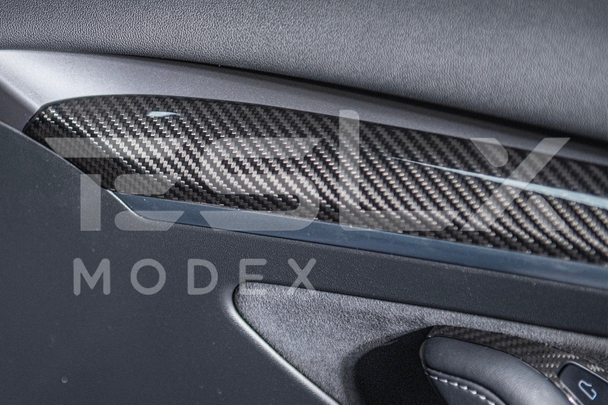 2020-23 Tesla Model 3 20-24 Y Carbon Fiber Interior Door Trim Panel Cover image 7