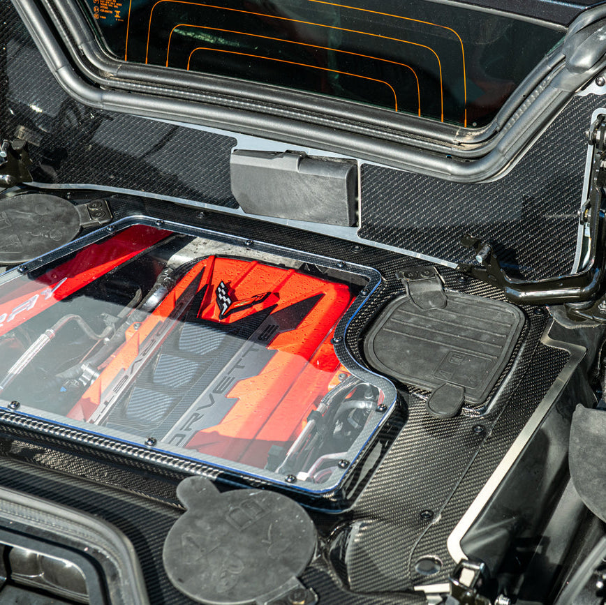 Corvette C8 E-Ray Convertible CARBON FLASH Engine Bay Panel Clear Cover image 29