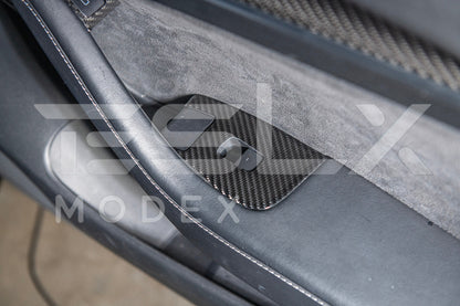 2020-23 Tesla Model 3 20-24 Y Carbon Fiber Interior Door Glass Lifting Panel Cover image 5