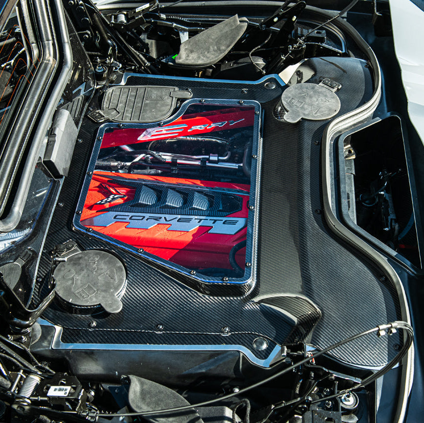 Corvette C8 E-Ray Convertible CARBON FLASH Engine Bay Panel Clear Cover image 26