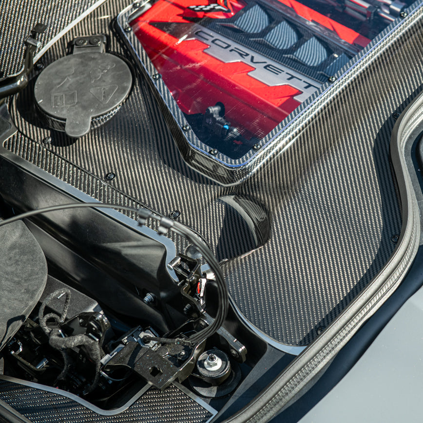 Corvette C8 E-Ray Convertible CARBON FLASH Engine Bay Panel Clear Cover image 33