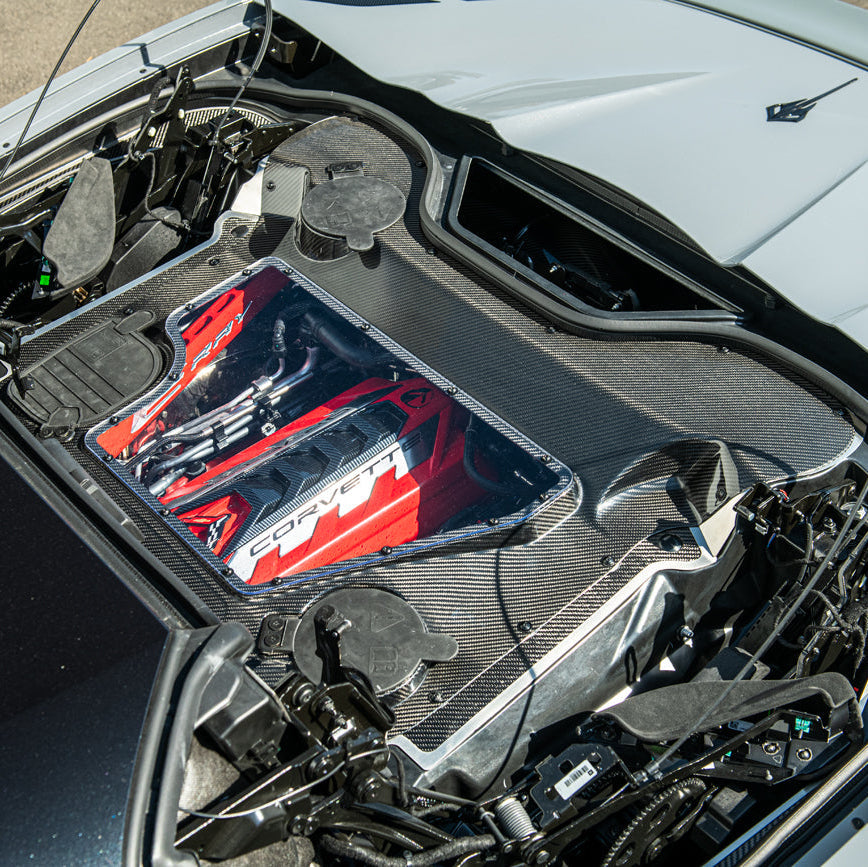 Corvette C8 E-Ray Convertible CARBON FLASH Engine Bay Panel Clear Cover image 25
