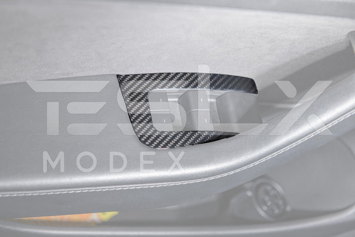 2020-23 Tesla Model 3 20-24 Y Carbon Fiber Interior Door Glass Lifting Panel Cover image 11