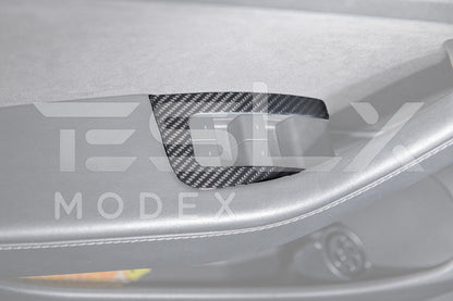 2020-23 Tesla Model 3 20-24 Y Carbon Fiber Interior Door Glass Lifting Panel Cover image 11