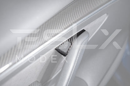 2020-23 Tesla Model 3 20-24 Y Carbon Fiber Interior Door Glass Lifting Panel Cover image 13