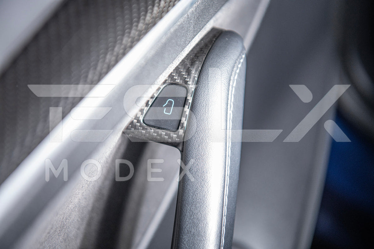2020-23 Tesla Model 3 20-24 Y Carbon Fiber Interior Door Glass Lifting Panel Cover image 8