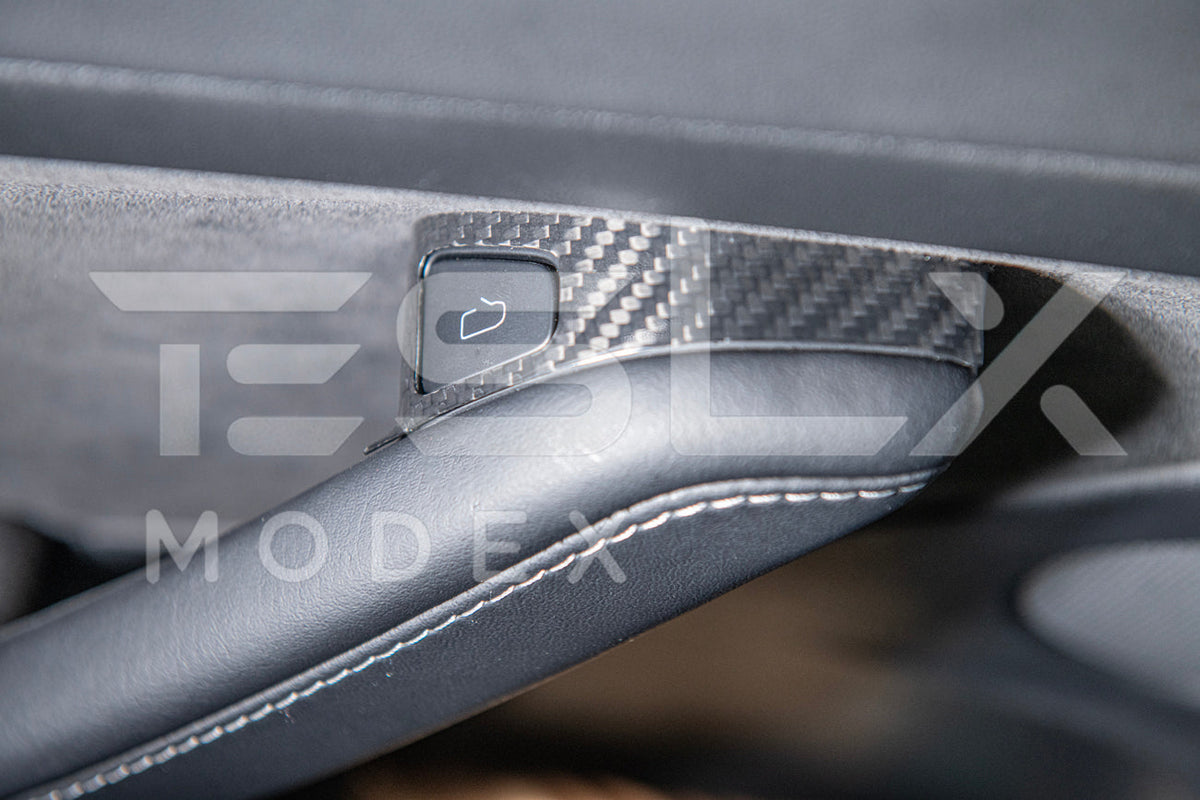 2020-23 Tesla Model 3 20-24 Y Carbon Fiber Interior Door Glass Lifting Panel Cover image 10